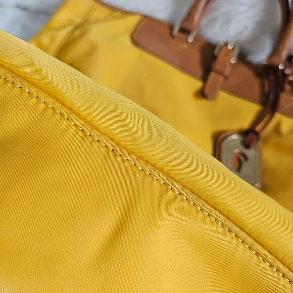 Dooney and Bourke Mustard Yellow Nylon Tote Satchel - Picture 8 of 12
